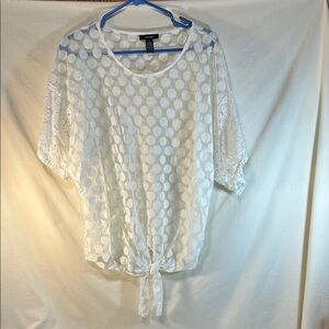 Alfani Woman’s White Sheer Polka Dot Blouse